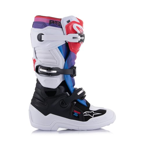 Alpinestars Tech 7S Youth Motocross Boots (White/Black/Rainbow, 7)