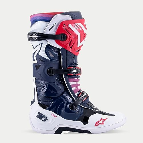 Alpinestars 2010520-7062-14: Tech 10 Supervented Boots Night Nvy/Wht/Rainbow Sz 14