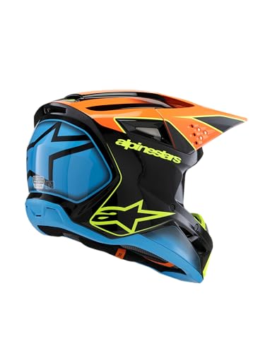 Alpinestars S-M3 Youth Moto Helmet (Black/Orange/Yellow Fluo, Youth Small)