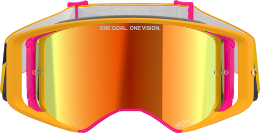 Alpinestars GOGGLES Supertech Goggle – ABS Vision Impact-Resistant Lens with Fluo Yellow Frame and Red Mirror Lens, Part 5100325-5023