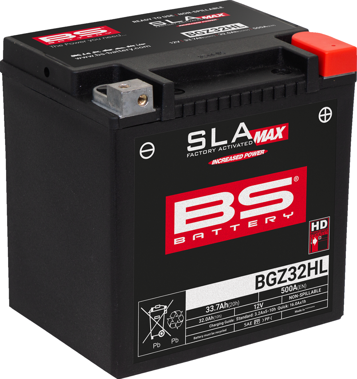BS BATTERY BGZ32HL (GYZ) 300935 Sealed Maintenance-Free Battery for Automotive and Marine Use