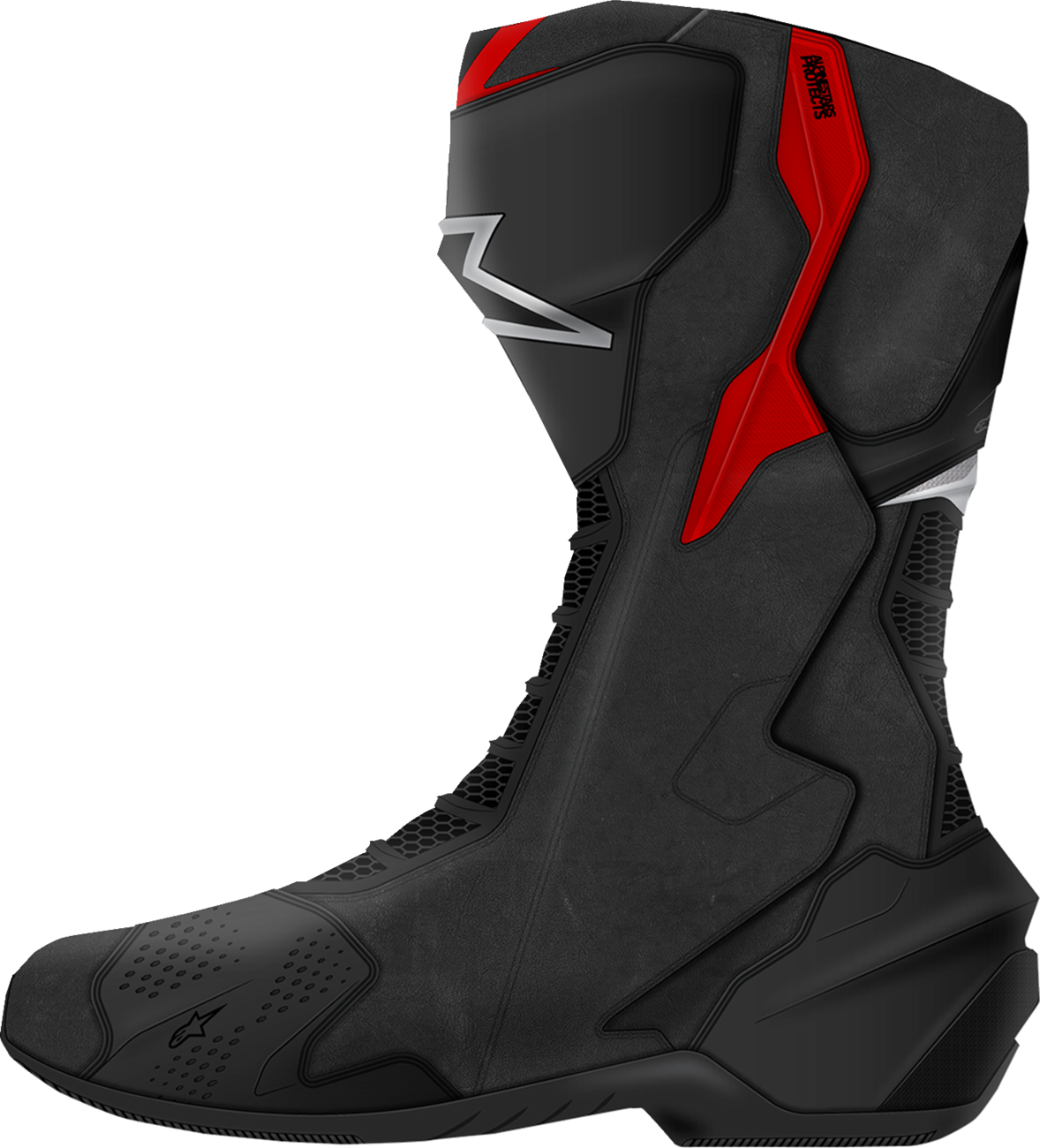 Alpinestars SMX-6 V3 Racing Motorcycle Boots – Black/Silver/Red, US 12 / EU 47, Part #2223025-199-47