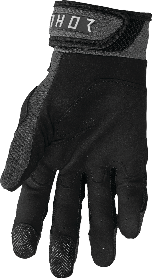THOR Terrain Gloves Black/Charcoal XS - Durable Mesh and Airprene Construction