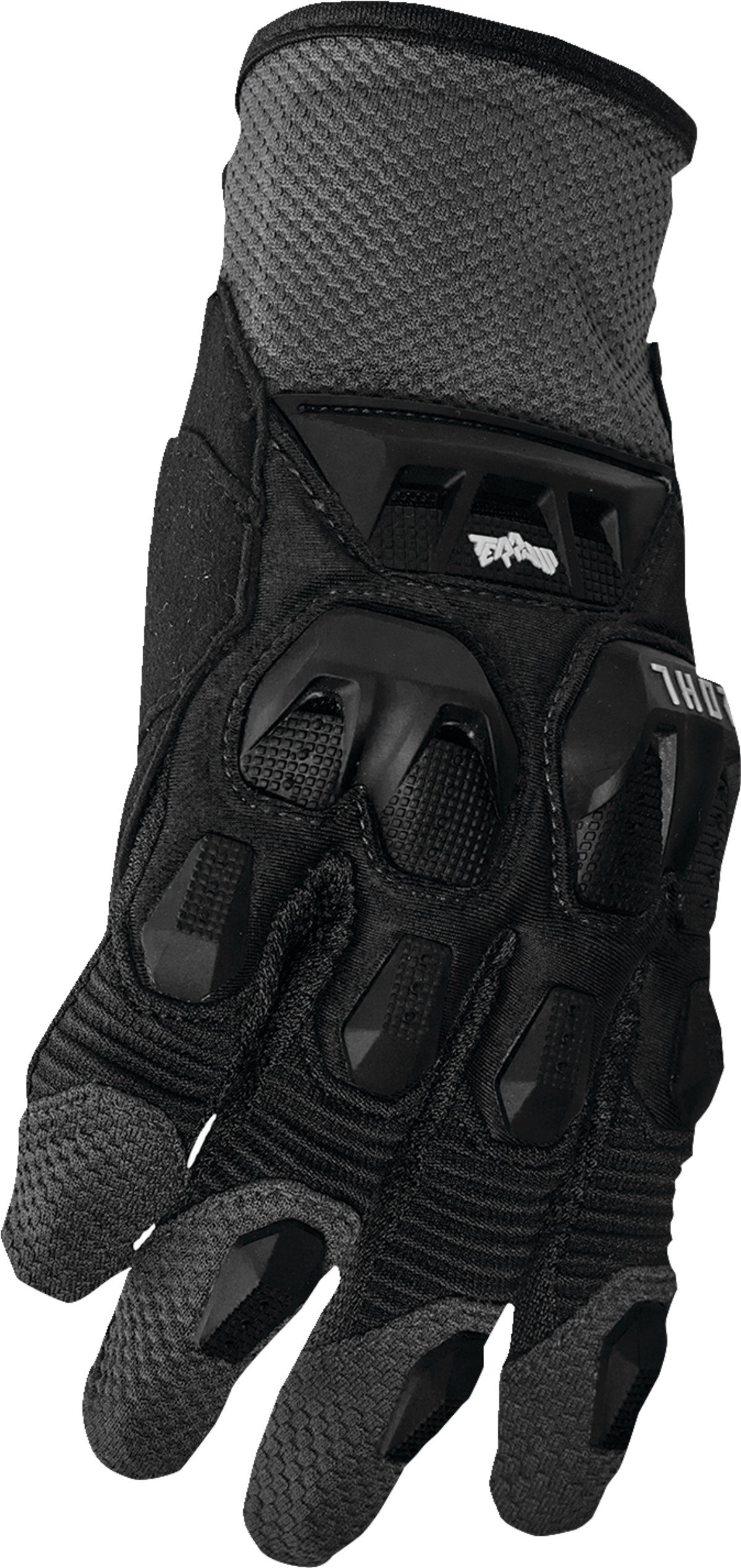 THOR Terrain Gloves Black/Charcoal XS - Durable Mesh and Airprene Construction