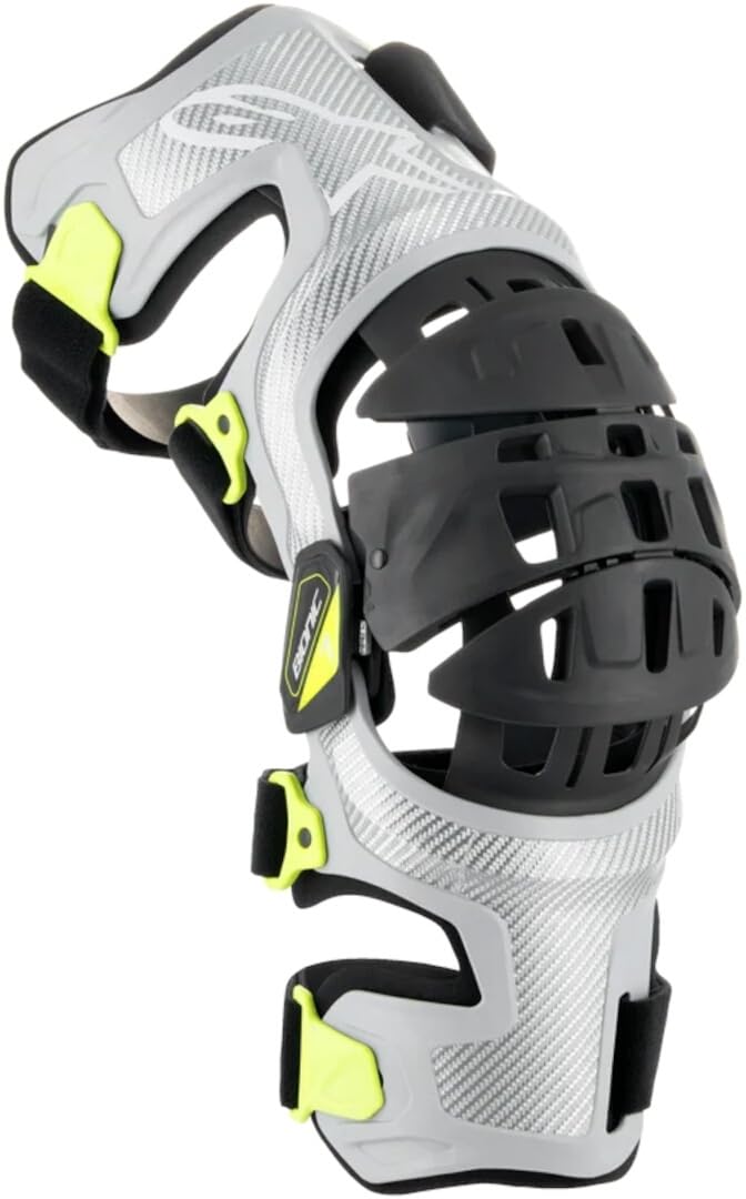 Alpinestars 6501319-195-L Bionic 7 Knee Set Silver/Yellow Lg
