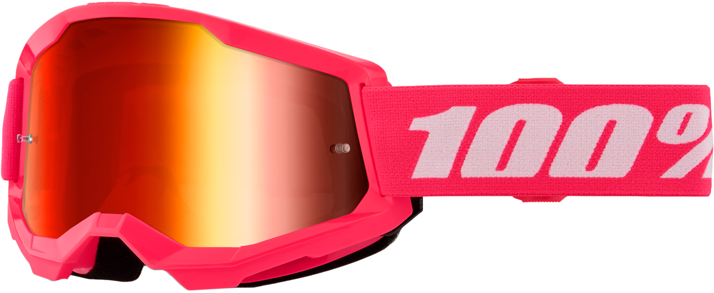 100-Percent Strata 2 Junior Goggle Pink Mirror Red Lens - Youth MX and MTB Eyewear