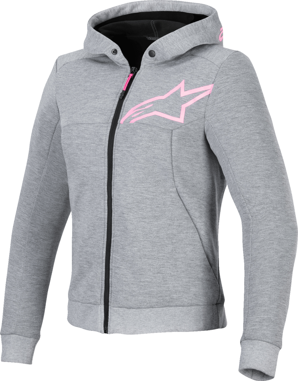 Alpinestars Stella Chrome v2 Sport Hoodie Heather Gray/Fluo Pink 2XL – Casual Motorcycle-Inspired Outerwear with Impact Protection