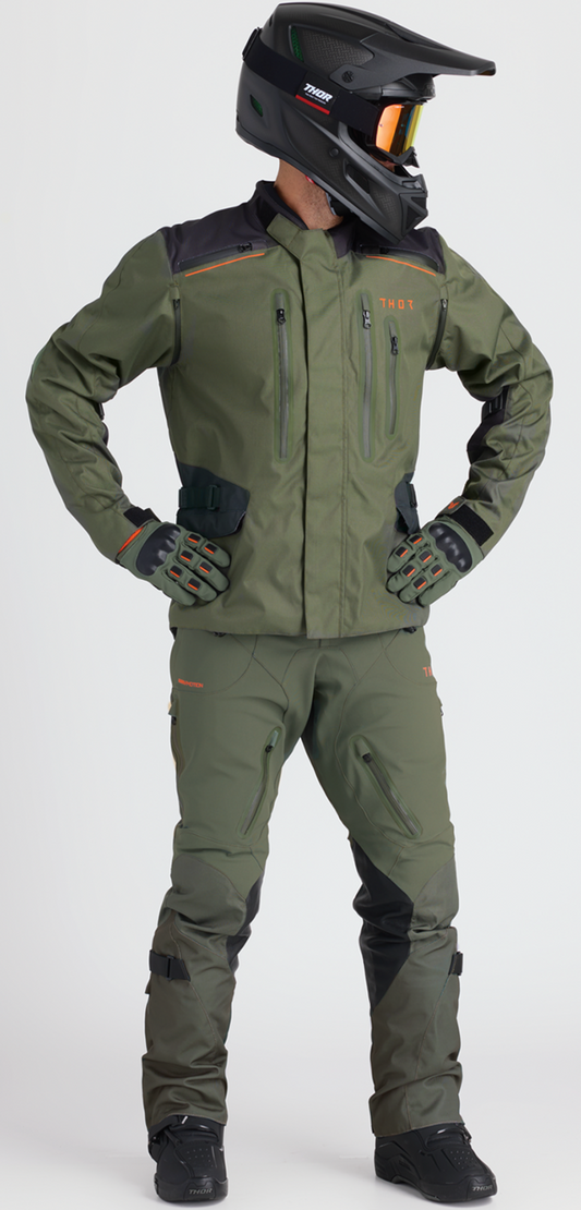THOR Range Jacket - Army/Orange, Size XL, Waterproof and Breathable Motorcycle Gear