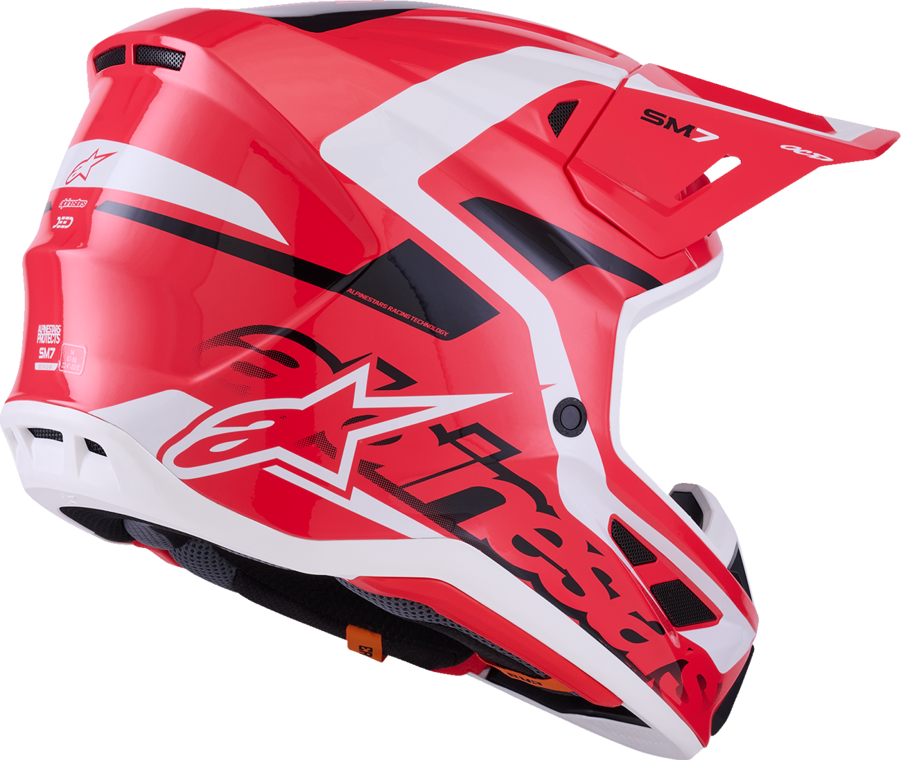 Alpinestars SM7 Helmet - Deed Gloss Red/Black/White 2XL – Lightweight Off-Road Racing Helmet with Superior Ventilation and Impact Protection