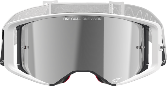 Alpinestars GOGGLES Supertech Goggle – White Frame with Silver Mirror Lens, Part 5100325-2055