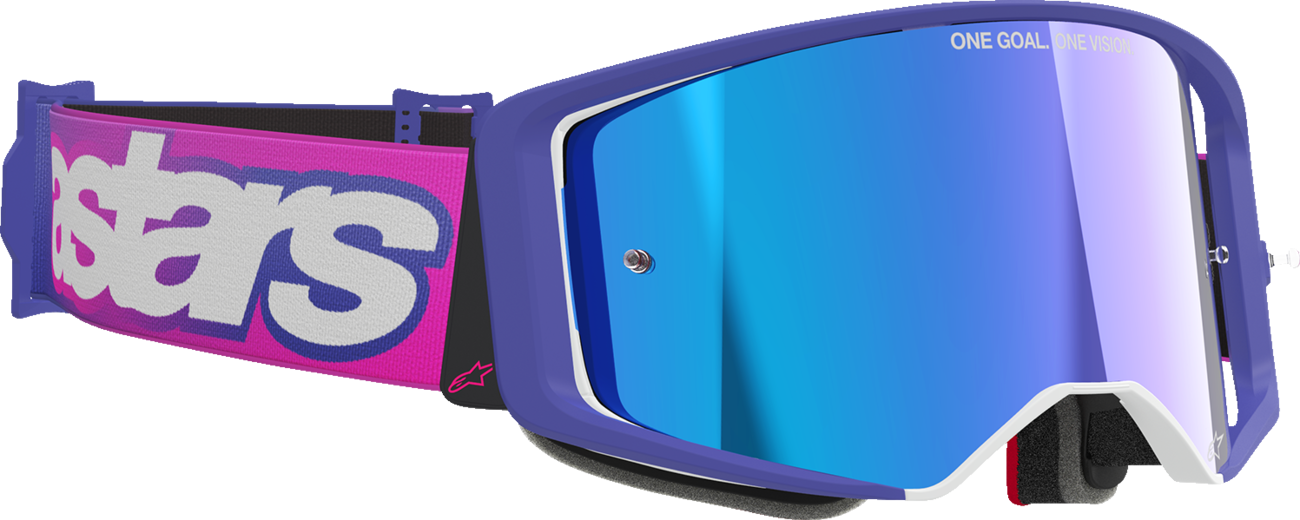 Alpinestars Goggles Supertech Vision Vista Purple Fluo / Pink with Blue Mirror Lens - Part 5100226-3152