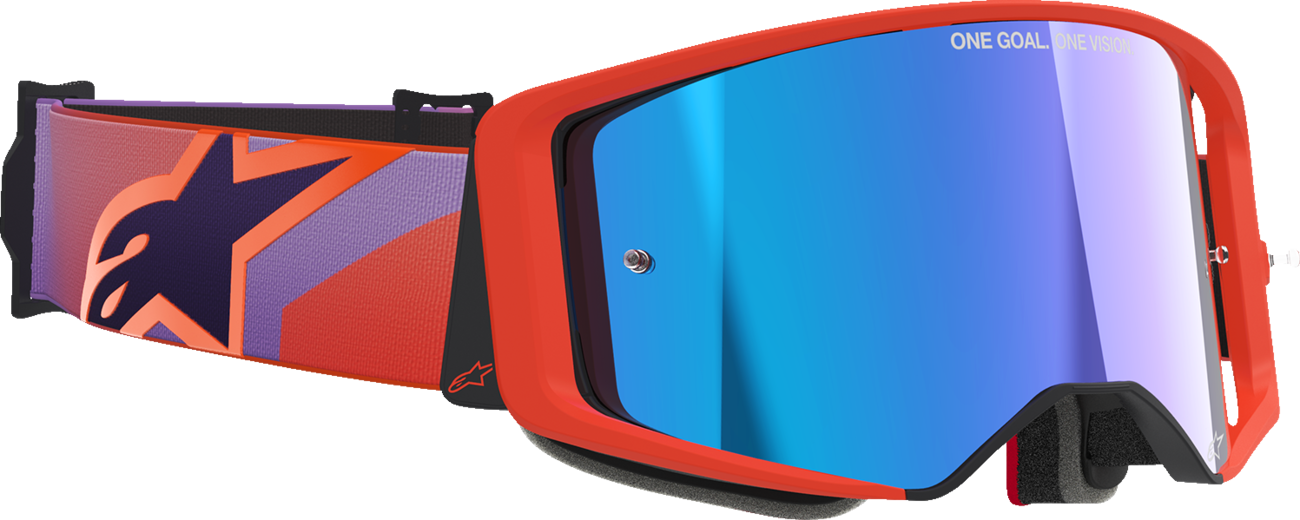 Alpinestars GOGGLES Supertech Vision Goggle - Hot Coral Purple with Blue Mirror Lens (Part Number 5100326-414)
