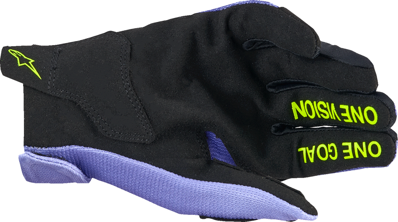 Alpinestars Youth Radar Gloves - Purple/Fluo Yellow, Size XS (Part #3541824-3175-XS)