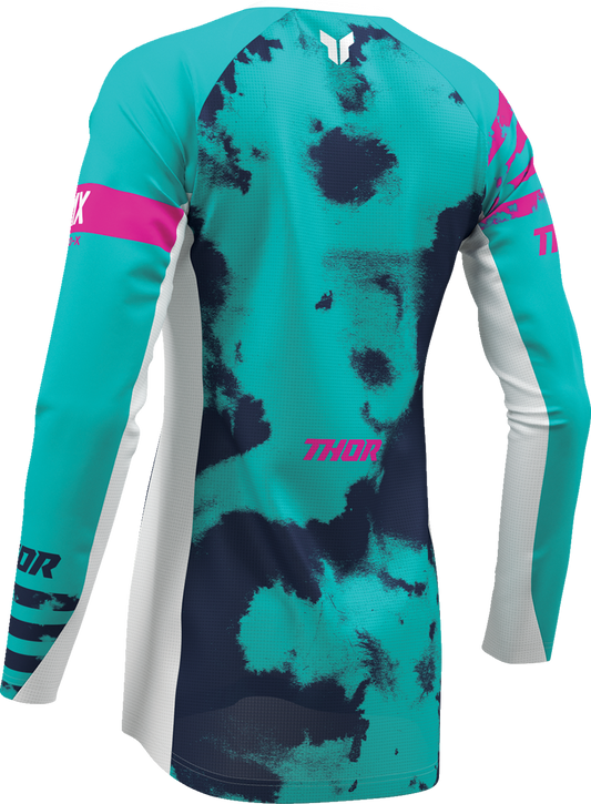 THOR Women's Launchmode Bleach Jersey - White/Aqua, Size Small - Part 2911-0346