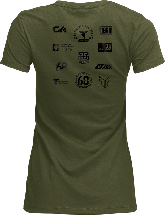 THOR Women's Patched Up T-Shirt in Military Green - Small (Part Number 3031-4334)