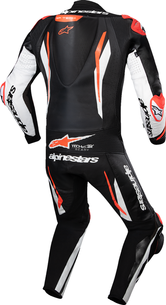 Alpinestars GP Tech v5 1-Piece Leather Suit - Black/White/Red Fluo, US 42 / EU 52 (Part Number 3150226-1231-52)
