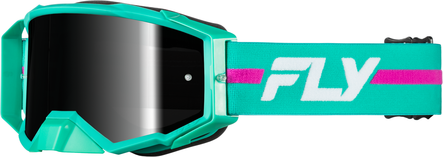 FLY RACING ZONE PRO GOGGLE TEAL/PURPLE W/ BLACK MIRROR/SMOKE LENS'LENS