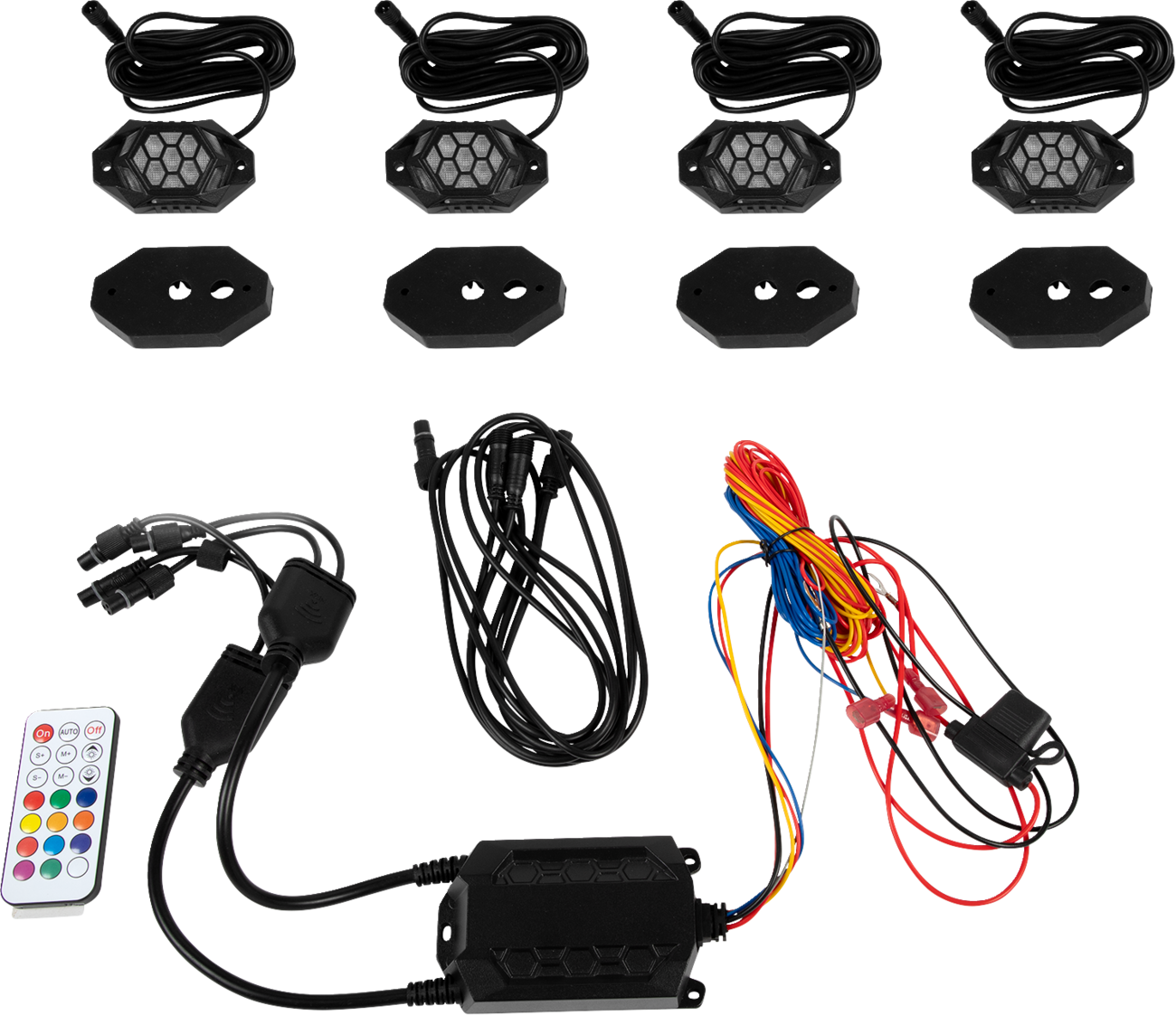 MOOSE OFFROAD Rock Light Kit - RGB with 4 Pods, Part Number 100-3614-PU