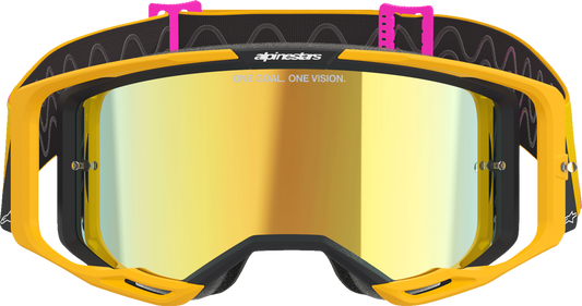Alpinestars GOGGLES Vision 8 Goggle - Orange, Yellow, Pink with Gold Mirror Lens (Part 5101625-4005)