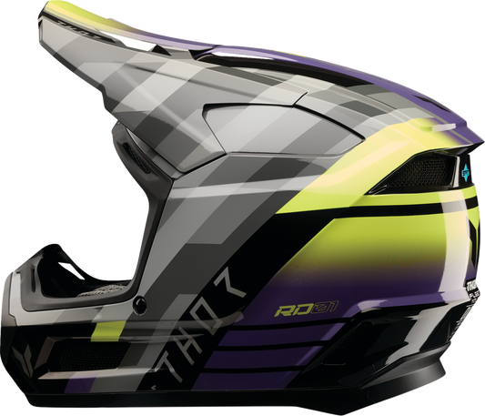 THOR Youth Fleet Helmet Camber Large - Black and Purple with Impact-Absorbing Features