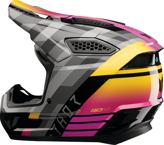 THOR Fleet Helmet Camber Large - Black and Magenta | Durable Polycarbonate/ABS Shell with Impact Technology