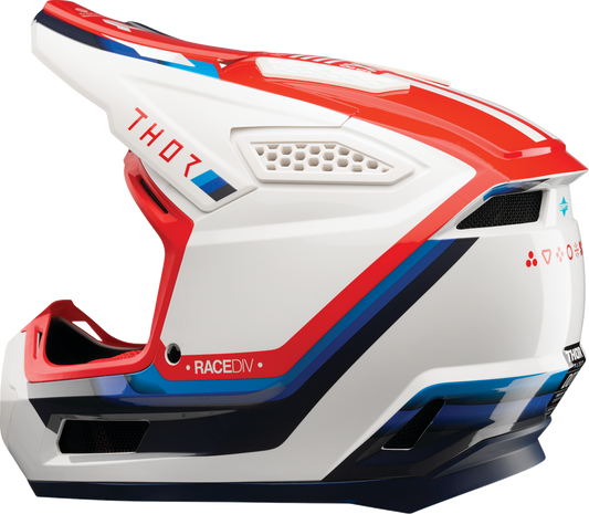 THOR Fleet Defy Helmet - White/Red/Blue, XS - Lightweight and Impact-Resistant Motorcycle Helmet