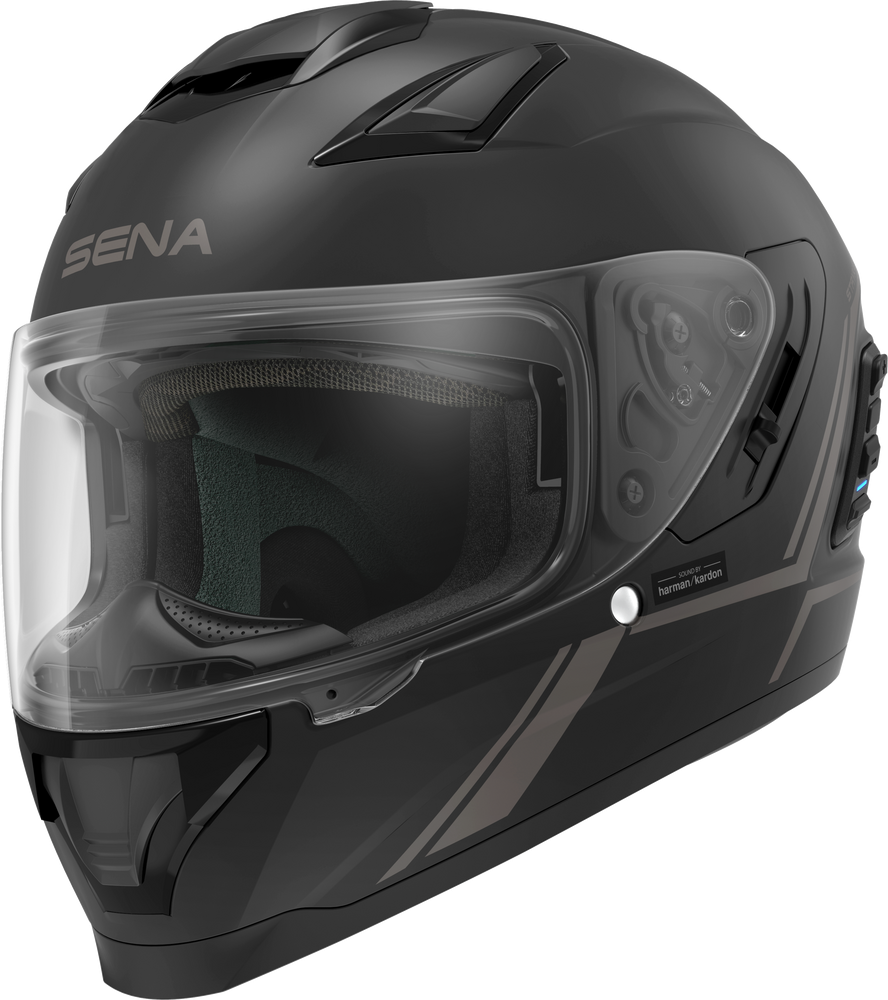 Sena Stryker Helmet Bluetooth Mesh Harman Kardon Sound : Matte Black Gloss White