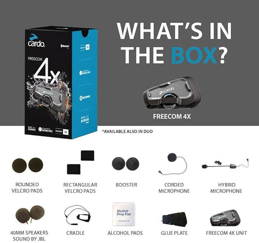 Cardo Systems FREECOM 4X Motorcycle 2-Way Bluetooth Comm Sys Black, Single