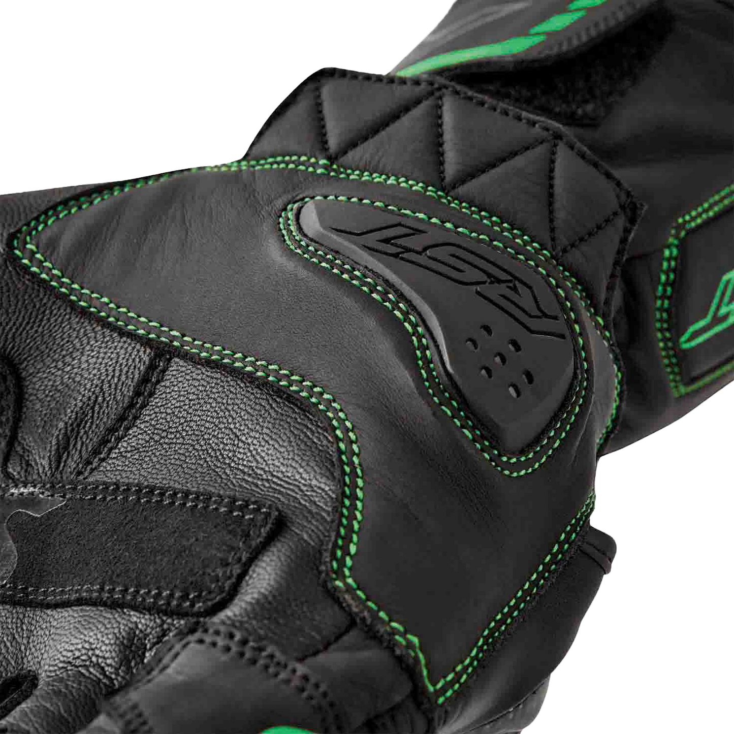 RST S1 Glove Black and Flou Green Leather XL – Men’s and Ladies’ Motorcycle Gloves with Carbon and TPR Protection
