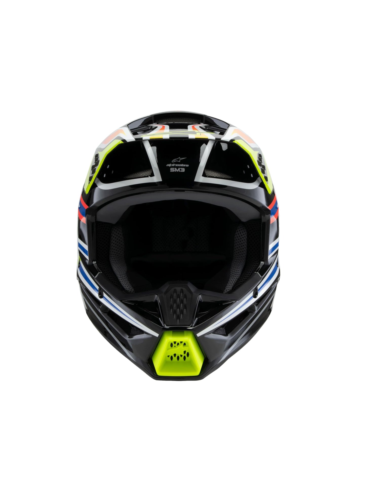 Alpinestars S-M3 Youth Moto Helmet (Black/Yellow Fluo/Blue/Red Glossy, Youth Large)