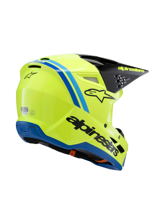 Alpinestars S-M3 Youth Moto Helmet (Yellow Fluo/Black/Blue, Youth Medium)