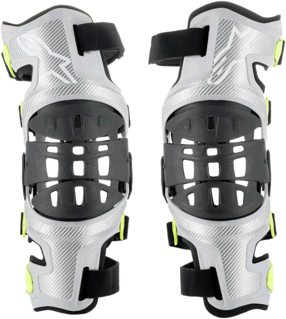 Alpinestars 6501319-195-L Bionic 7 Knee Set Silver/Yellow Lg