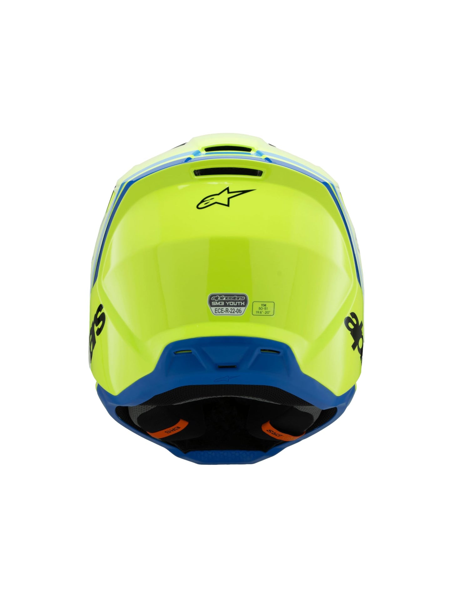 Alpinestars S-M3 Youth Moto Helmet (Yellow Fluo/Black/Blue, Youth Medium)