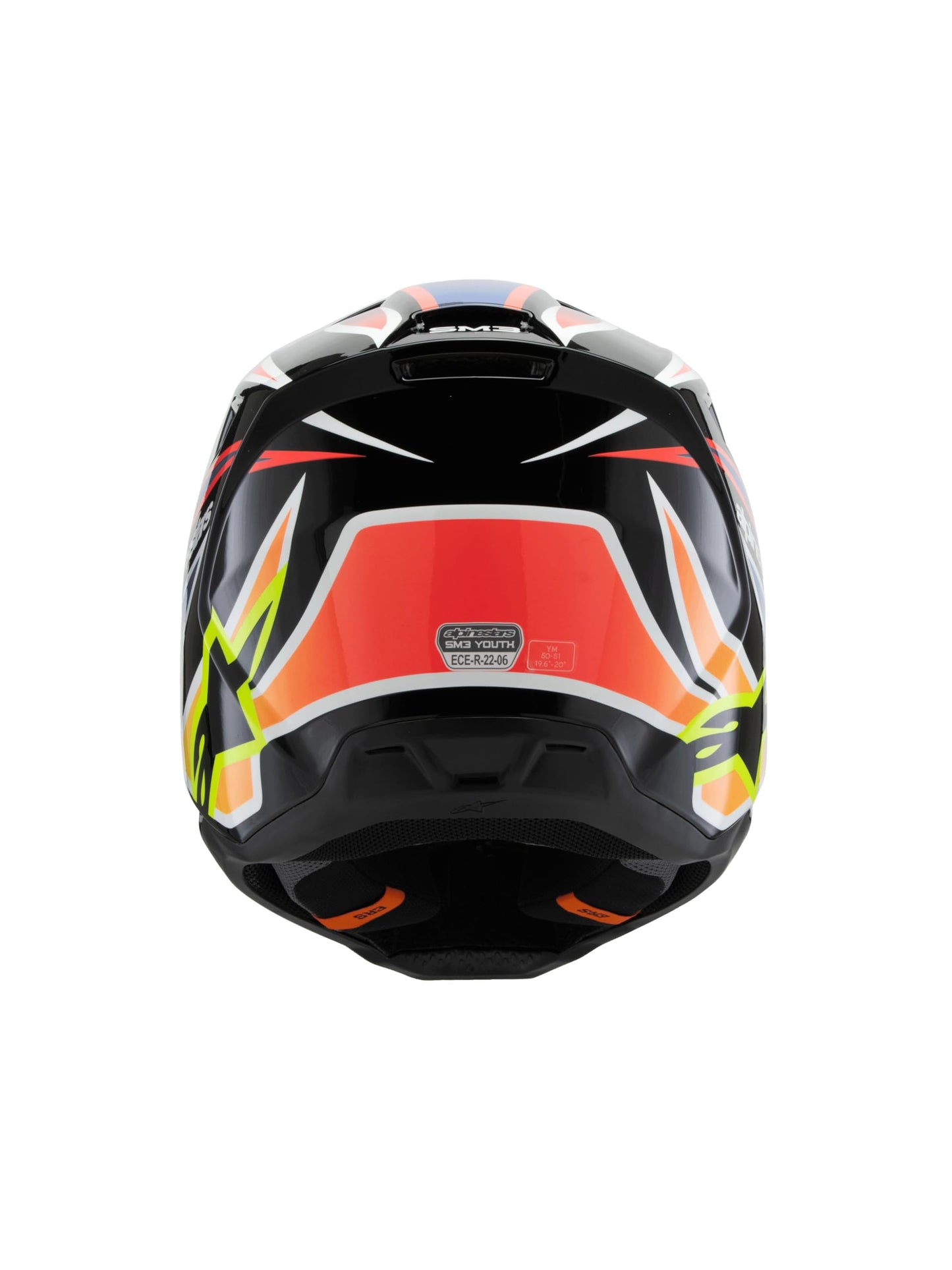 Alpinestars S-M3 Youth Moto Helmet (Black/Yellow Fluo/Blue/Red Glossy, Youth Large)