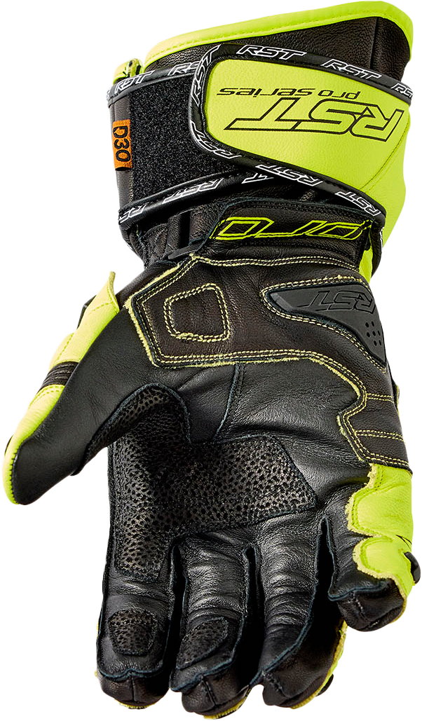 RST Pro Series GP D3O Gloves Black and Fluo Yellow Leather Large