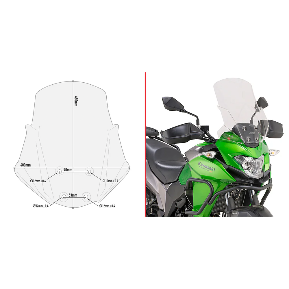 GIVI D4121ST Windshield for Kawasaki - Clear, Smoke, and Matte Black Options