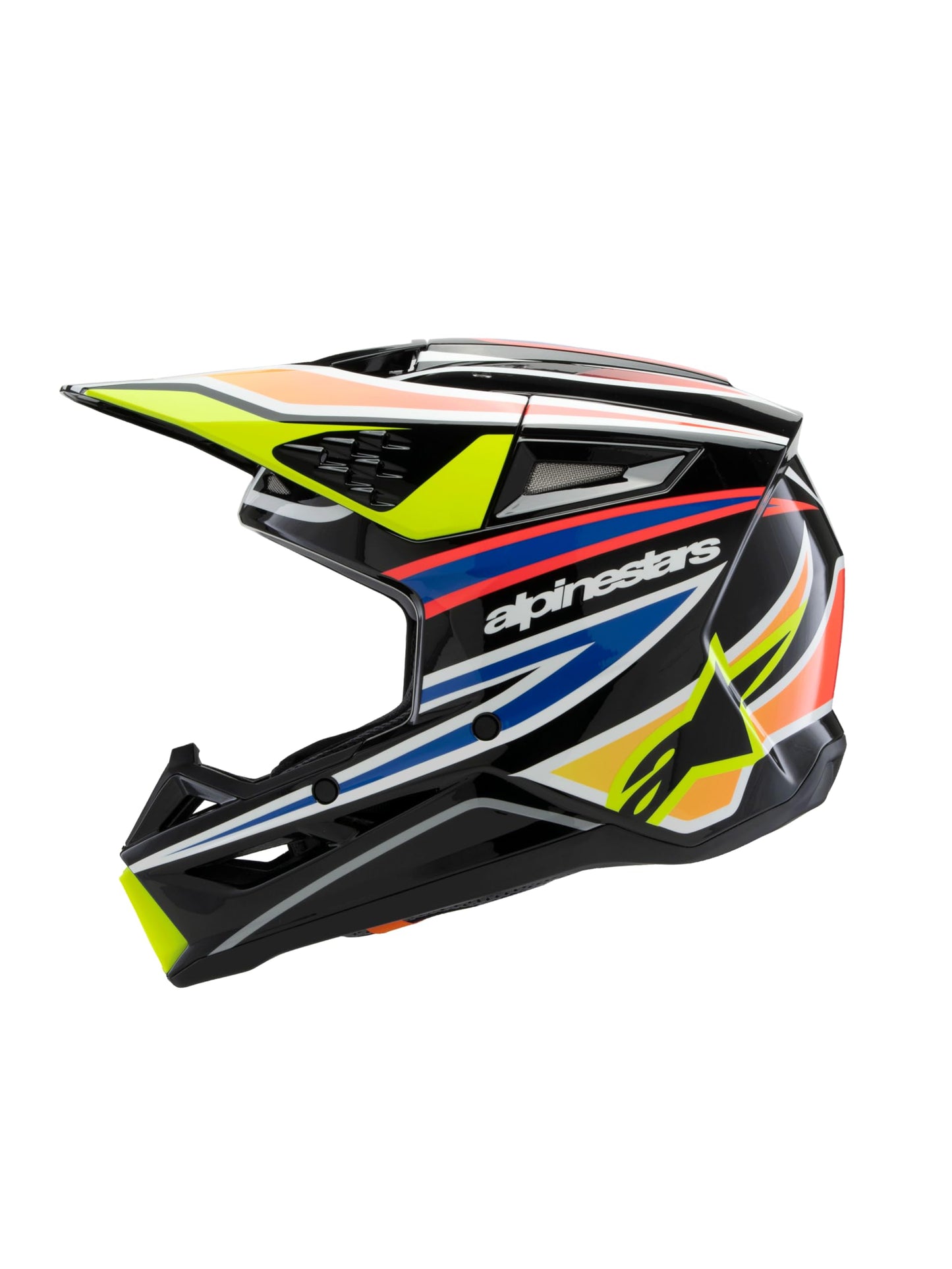 Alpinestars S-M3 Youth Moto Helmet (Black/Yellow Fluo/Blue/Red Glossy, Youth Large)