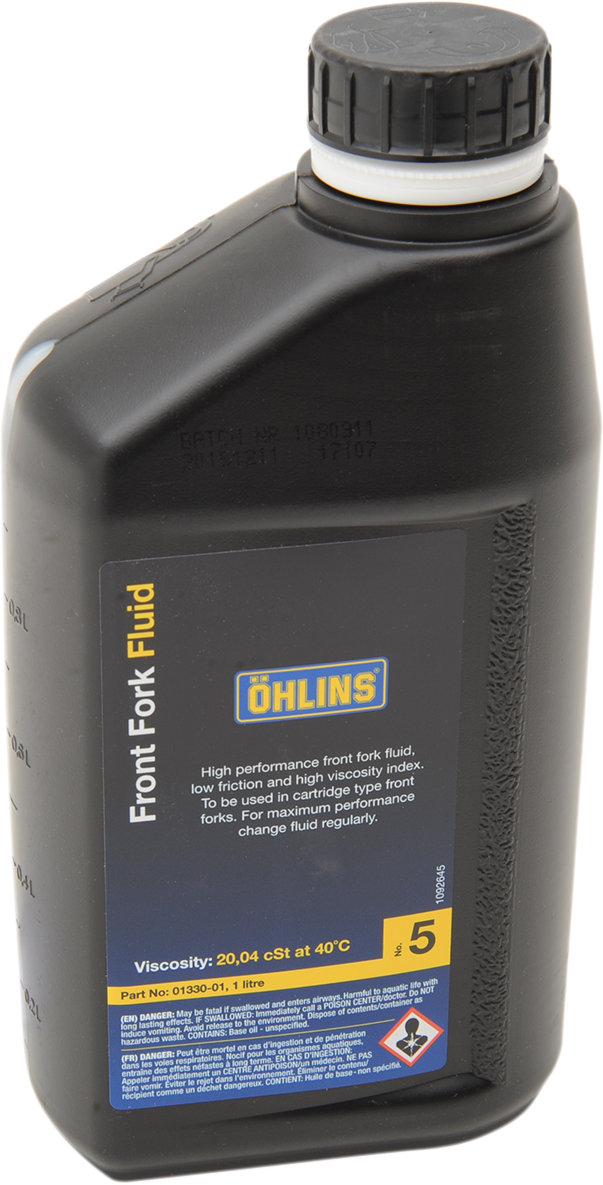 OHLINS 5WT Fork Oil - 1 Liter (Part Number 01330-01)