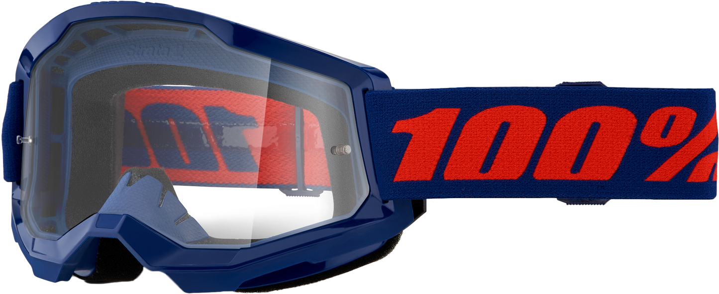 100-Percent Strata 2 Goggle Navy Clear Lens – Performance MTB and Trail Riding Eyewear