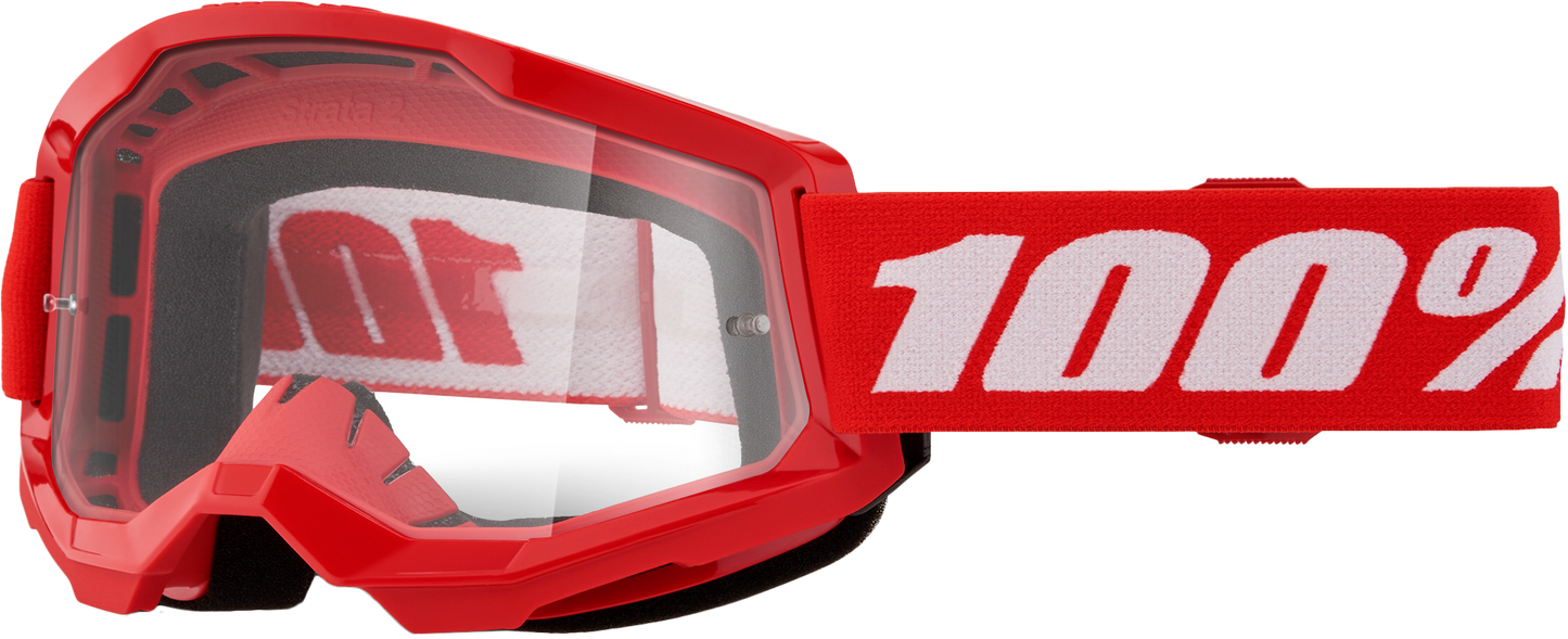 100-Percent Strata 2 Goggle with Red Frame and Clear Lens - High-Performance Cycling Eye Protection