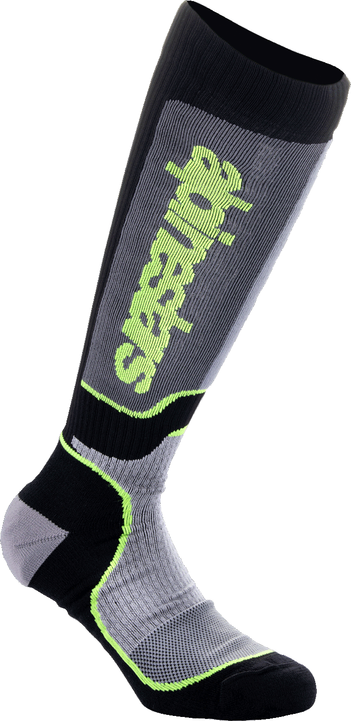 ALPINESTARS YOUTH MX PLUS SOCKS BLK/GREY/YLW FLUO MD/LG