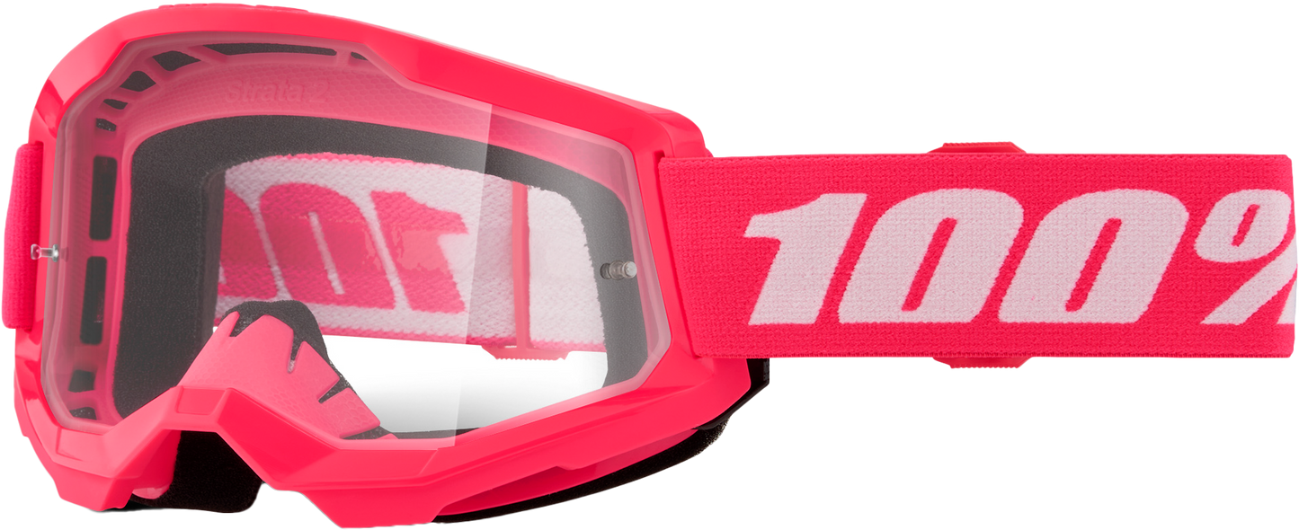 100-Percent Strata 2 Goggle Pink Clear Lens – Premium Performance MTB and Trail Riding Eye Protection