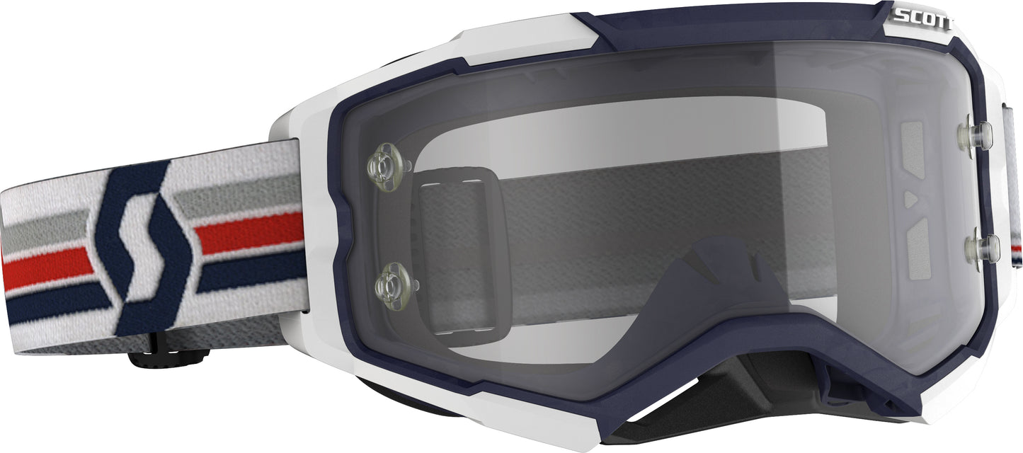 SCOTT Fury Goggle Blue/White Clear Works Lens – High-Performance Motocross Eye Protection