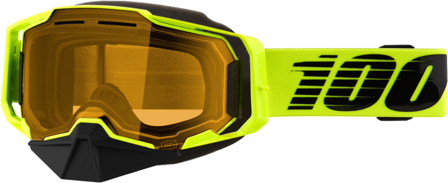 100-Percent Armega Snowmobile Goggle Neon Yellow with Yellow Lens - Part 50007-10009