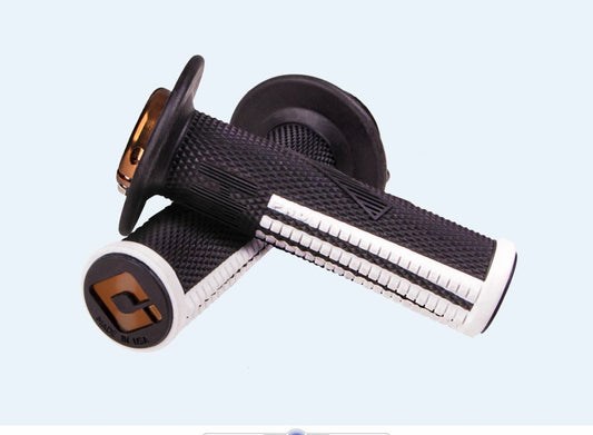 ODI Emig2 Pro V2 Lock-On Grip Black/White – Signature MX Handlebar Grip with Soft Compound and Aluminum Reinforced Ends
