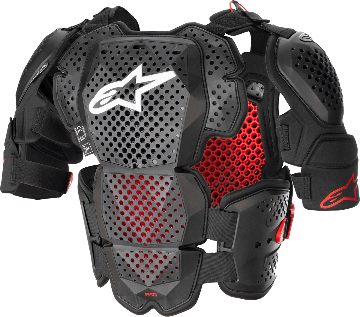 Alpinestars A-10 v2 Full Roost Guard Black/Red XS/S – Lightweight Motorcycle Protection - Kelly Motorsports