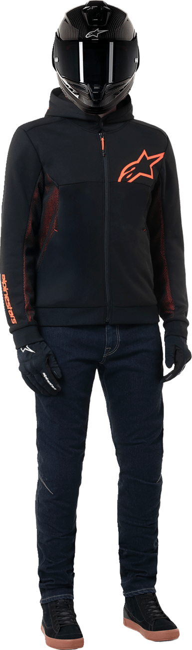 Alpinestars Chrome Air Sport Hoodie Black/Red Fluo 4200425-1030 - Kelly Motorsports