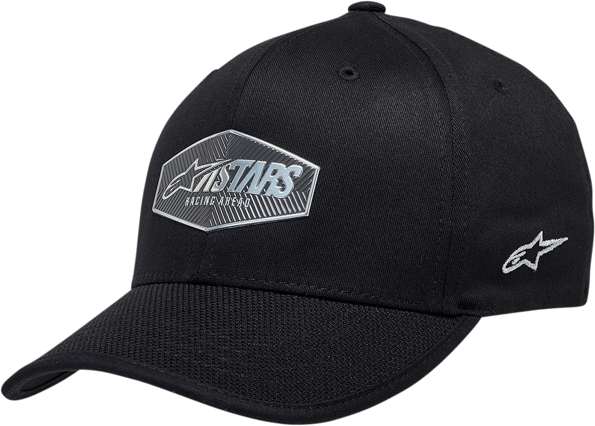 Alpinestars Emblem Hat Black Large/XL - Comfortable Stretch Twill Cap with Pique Bill - Kelly Motorsports