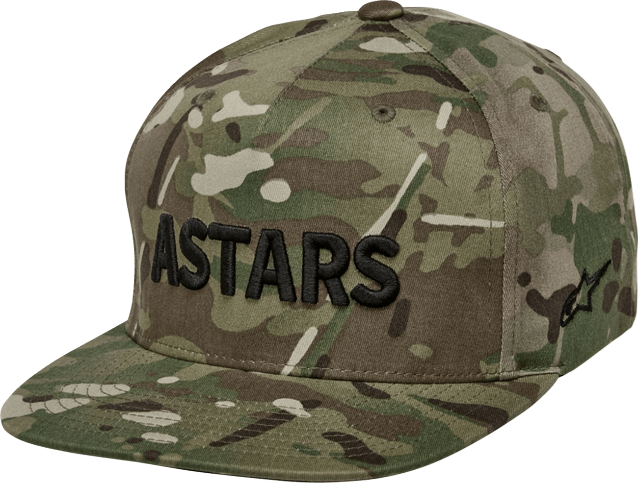 Alpinestars Gillis Hat - Green and Black Twill Camouflage with 3D Embroidered ASTARS Logo and Structured Crown - Kelly Motorsports