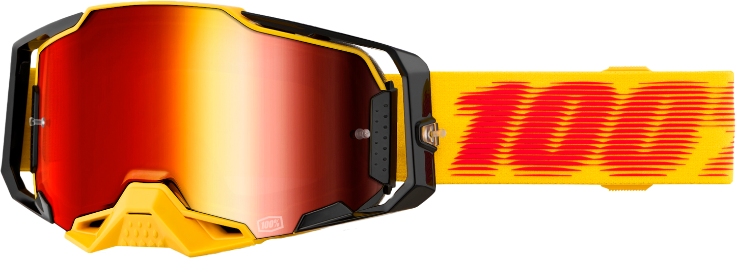 100 Percent Armega Tetsu Mirror Red Lens MX Goggle - Impact-Resistant, Ultra HD Clarity
